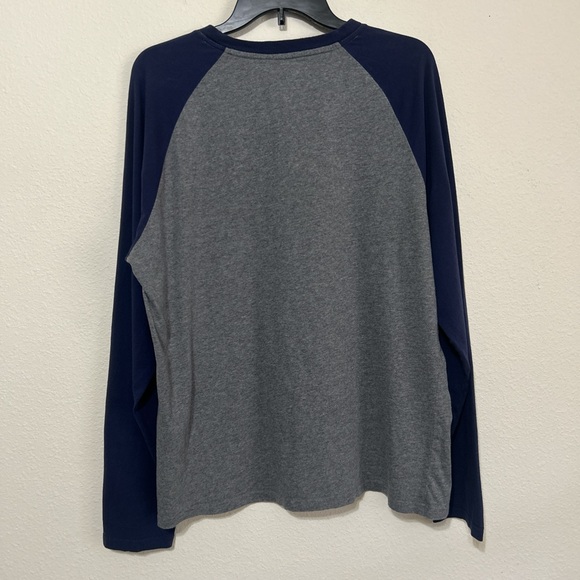 Haggar Men's Long Sleeve Baseball Tee Heather Gray and Navy Blue Size Large - Picture 6 of 7